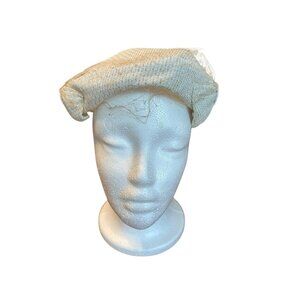 Vintage 1940s 1950s Mesh Net Hat Skull Cap Pillbox Cream Unmarked READ Descripti